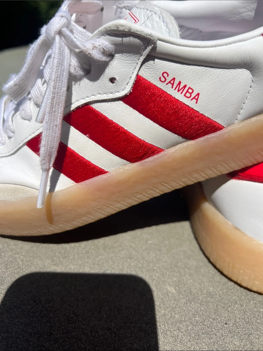 adidas Samba women’s  White & Red Leather Sneakers with Gum Sole